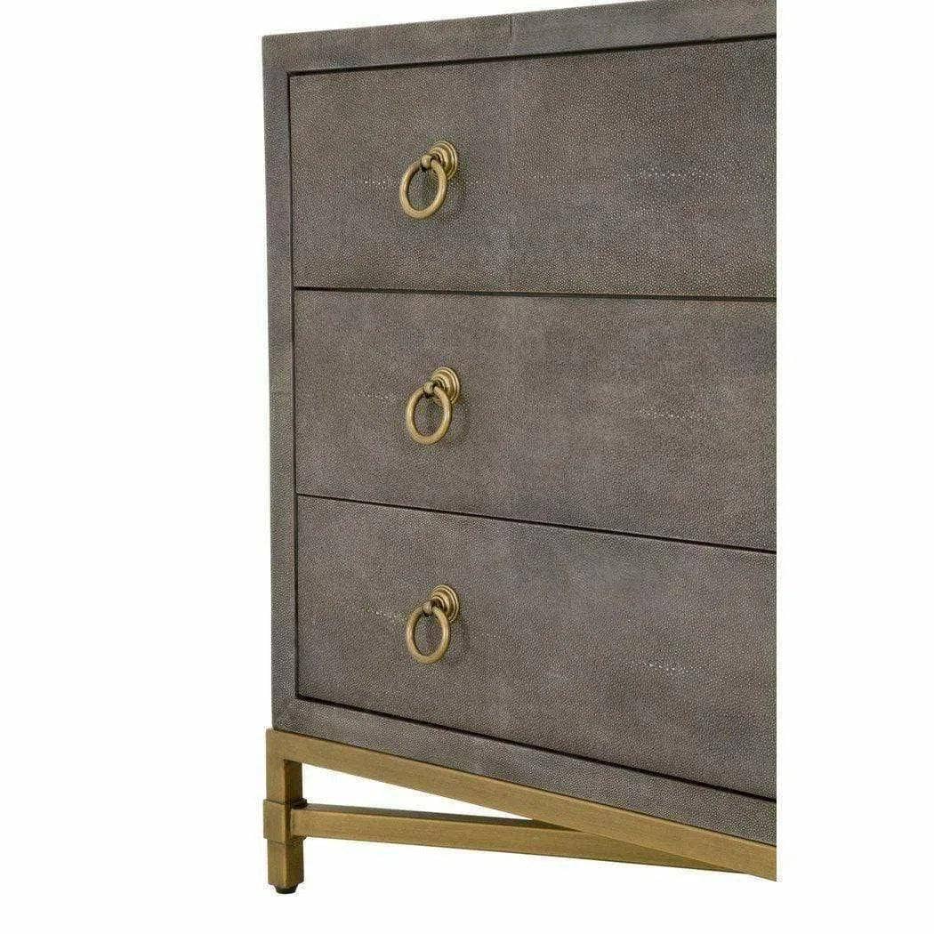 LOOMLAN - Wholesale Bedroom Furniture - Strand Grey Shagreen Scandinavian Nightstand 3 Drawers5