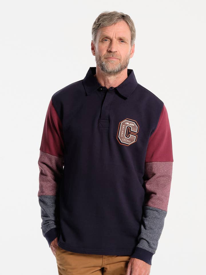 Marineblaues Herren-Poloshirt, kontrastierend für den Großhandel von J&JOY