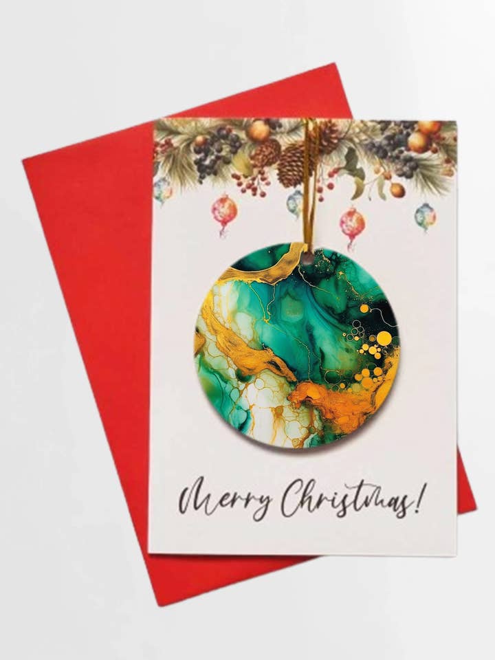 Joyeux Noël en marbre vert et doré + BOULE AMOVIBLE pour la vente par Homemade Hollydays Wholesale