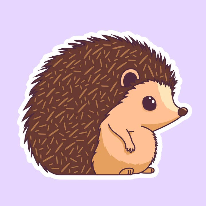 Cute Hedgehog Animal Die-Cut Sticker for wholesale by The Sticker Lab