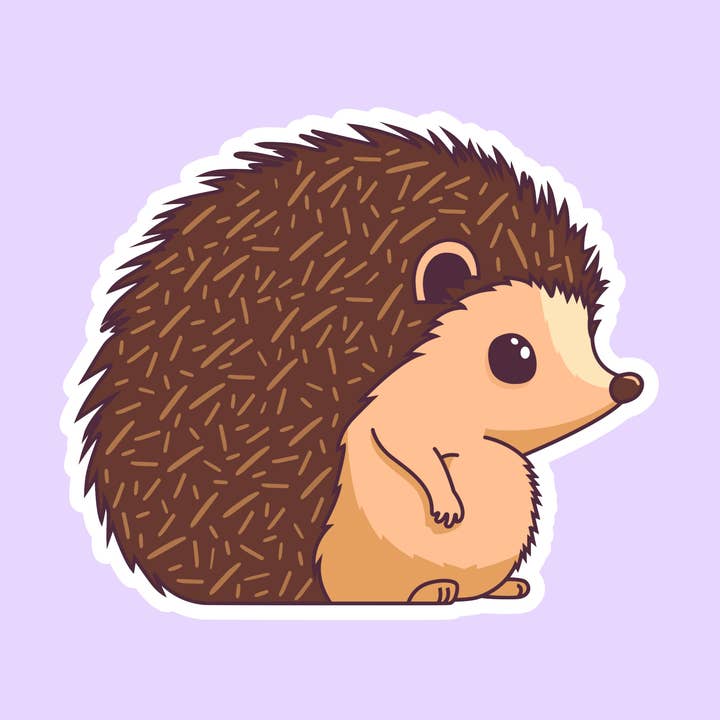 Cute Hedgehog Animal Die-Cut Sticker for wholesale by The Sticker Lab