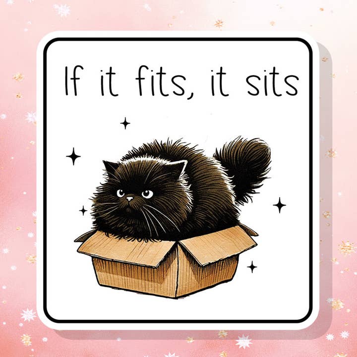 Wenn es passt, sitzt es — Vinyl-Aufkleber: Lustige schwarze Katze, Humor für den Großhandel von London Luxury Candles