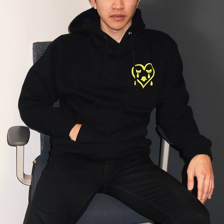 Sad Boys Classic Midweight Hoodie | Black Lime for wholesale by Sad Sad Club