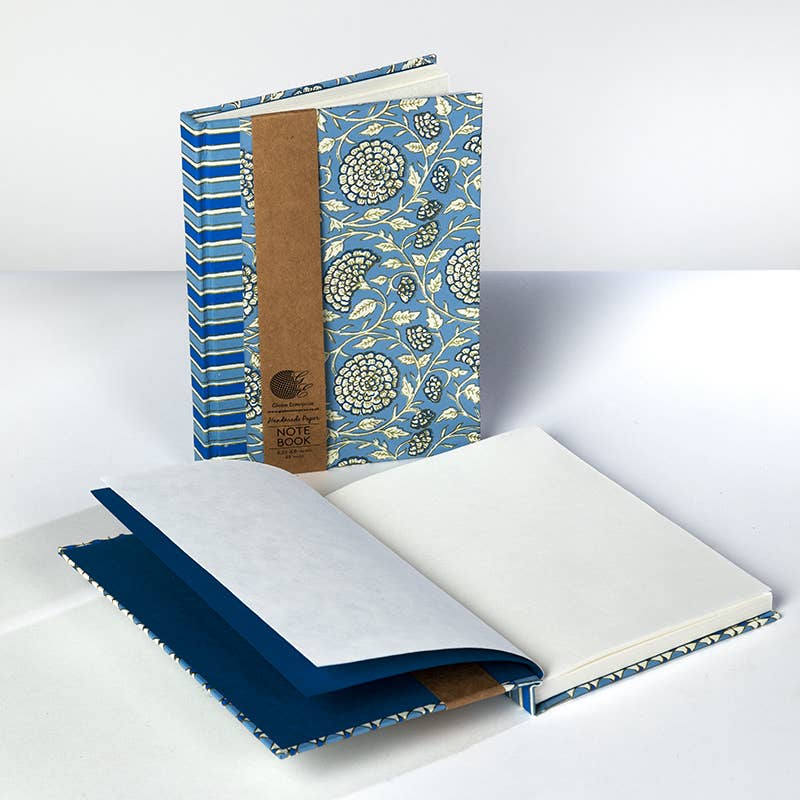 Globe Enterprise - Wholesale Notebook - Handmade A5 Notebooks Blue – Floral & Geometric Designs.0