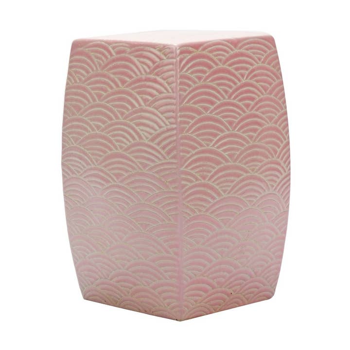 Sea Wave Square Garden Stool Blush Pink for wholesale by Legend Accents