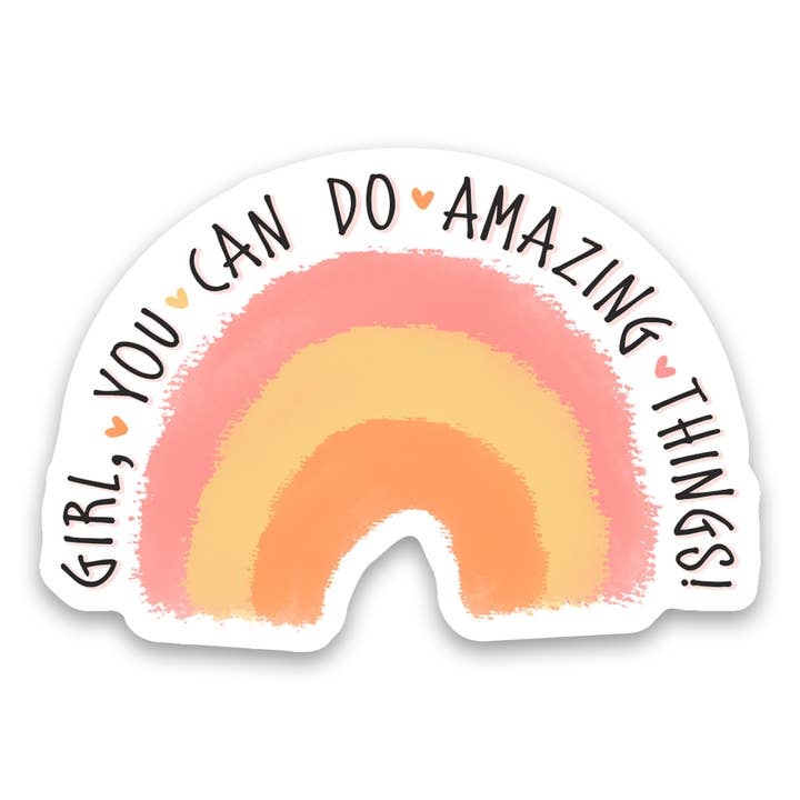 Girl Amazing Things Rainbow Sticker for wholesale by Scenic Route Design Co.