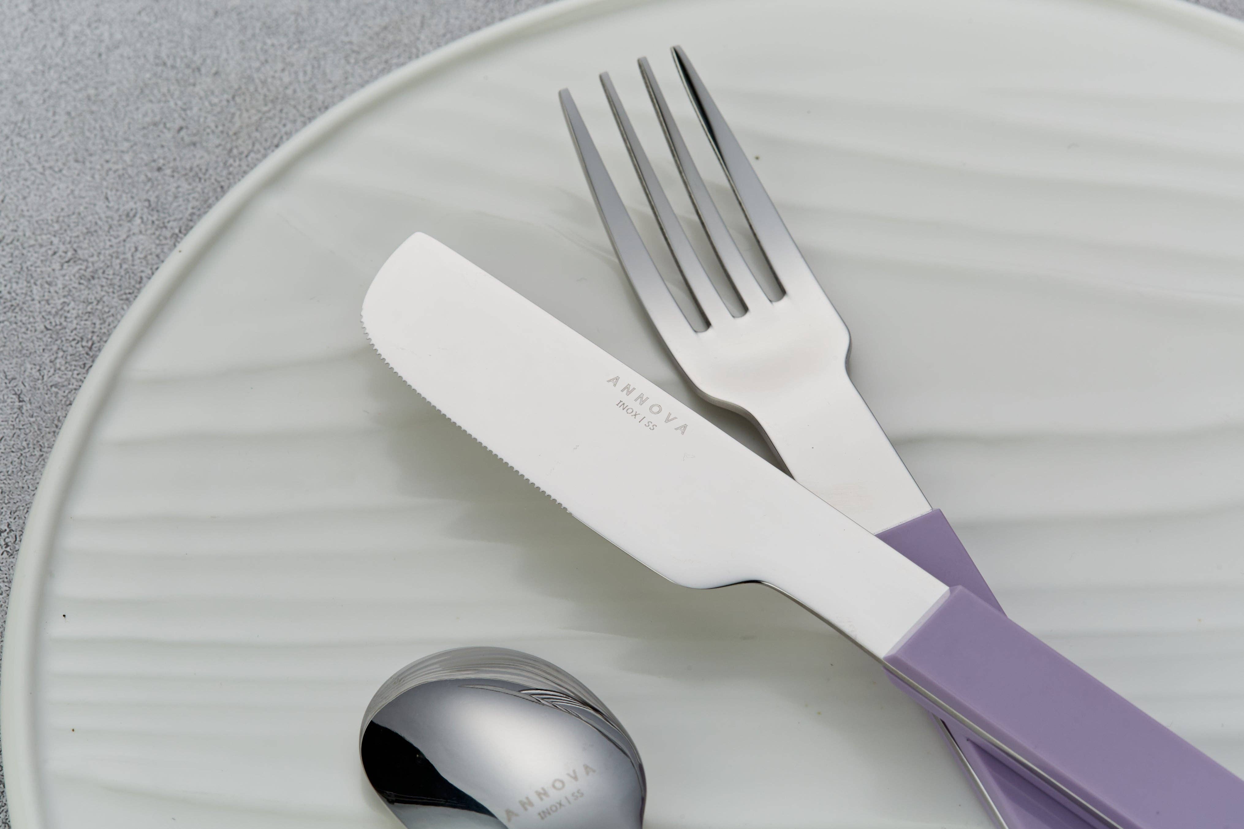 ANNOVA - Wholesale Flatware Set - ANNOVA Block Handle Silverware Set 20 Pieces Color Modern Style Flatware42