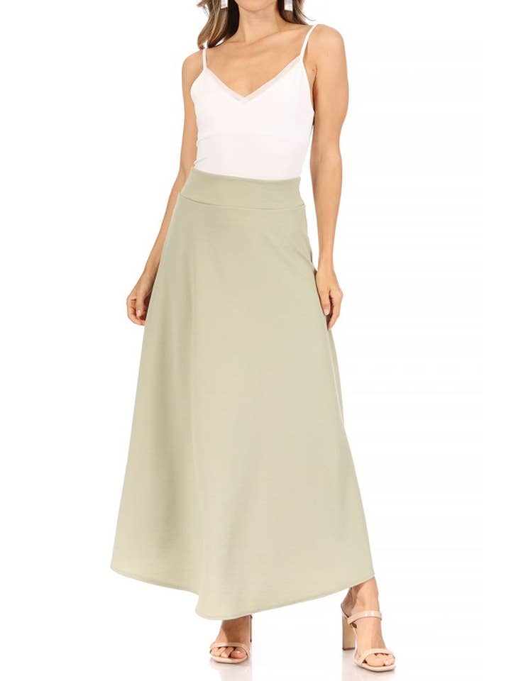 MOA COLLECTION - Wholesale Skirt - Women's - Women's Casual Solid Flare A-line Long Skirt32