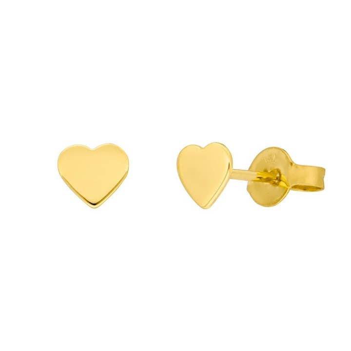 14K Yellow Gold Heart Stud Earrings for wholesale by Leaf Jewelry