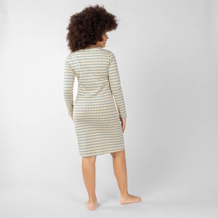 Veraluna Sustainable Clothing - Wholesale Nightgown - Women's - ORGANIC COTTON NIGHTGOWN DELTA GEO TINTA FAIR TRADE