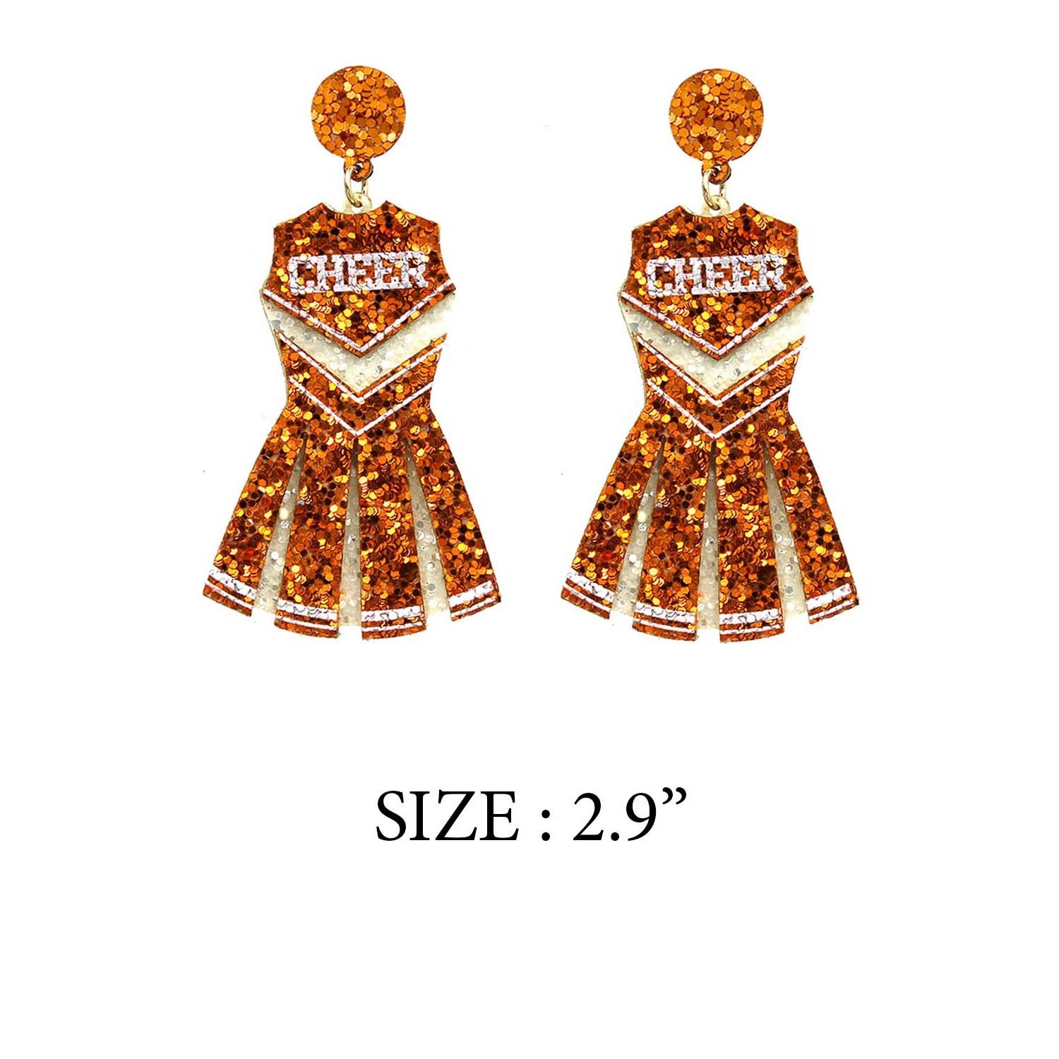 JHP Collection - Wholesale Dangle Earrings - GLITTER CHEERLEADER UNIFORM DROP POST EARRING11