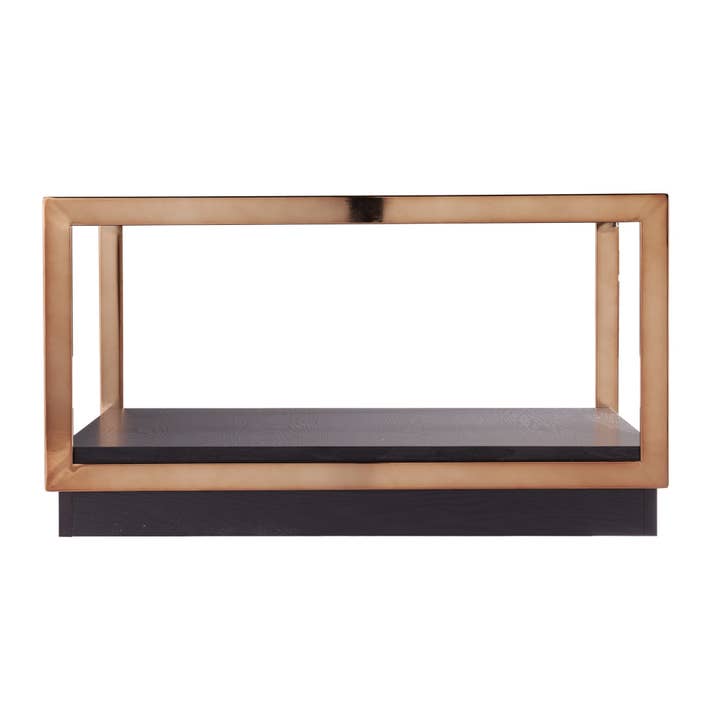 33" Champagne Glass And Solid Wood Square Coffee Table for wholesale by HomeRoots