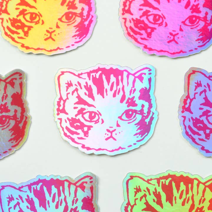 Imaginary Animal - Wholesale Sticker - Holo Kitty | Holographic Cute Cat Die Cut Vinyl Stickers