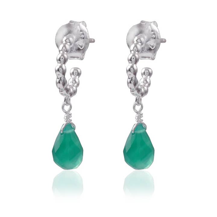 Vama Couture - Wholesale Dangle earrings - Vama | Gloria earrings | Metal-Sterling Silver Stone-Green0