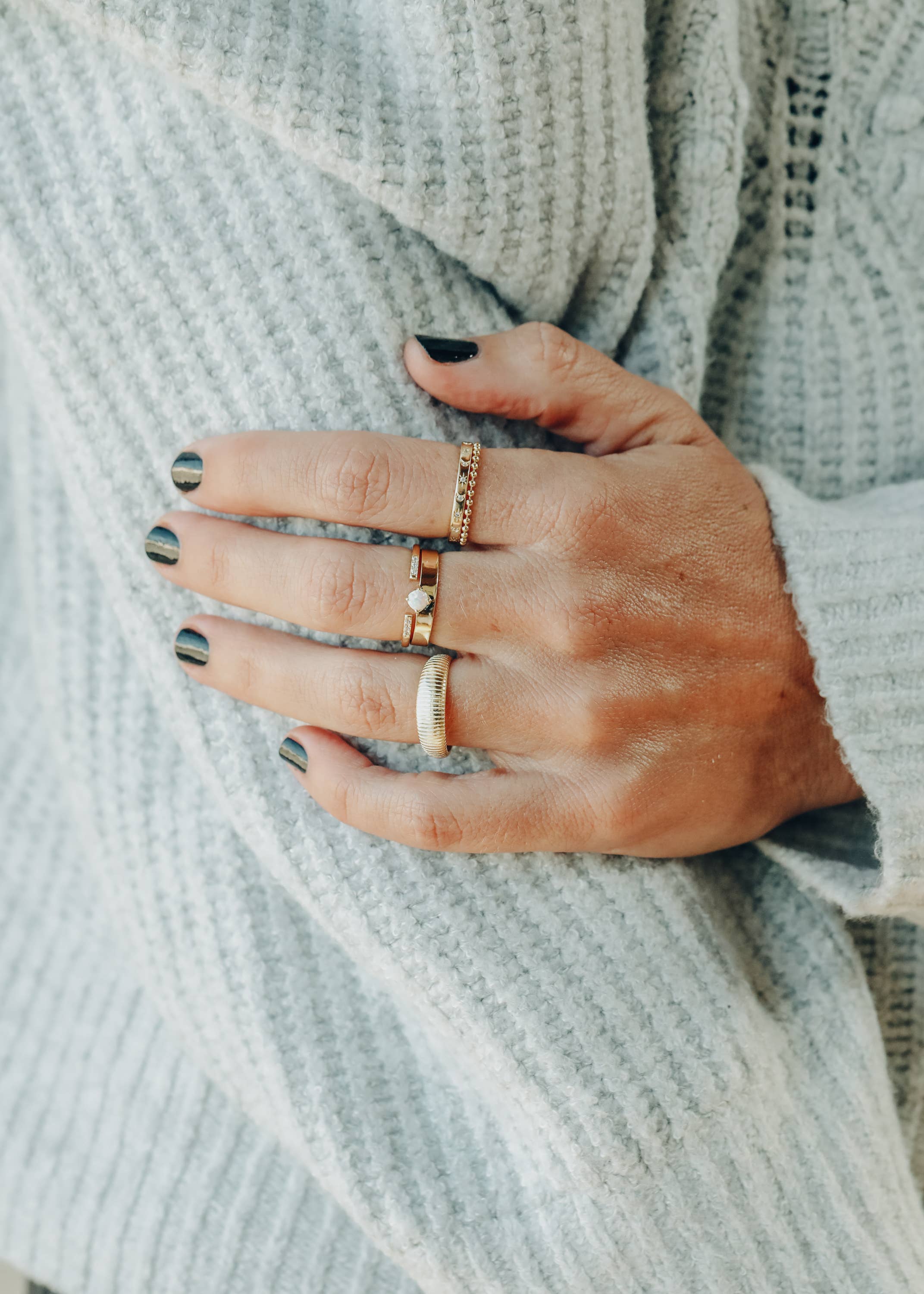 JaxKelly - Wholesale Band/Stacked Ring - Gold Rings - Ridged6