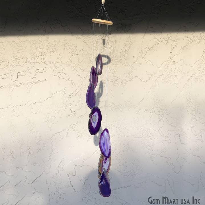 GemMartUSA - Wholesale Wind Chime - Wind Chime in Natural Purple Agate for Outside, Home Decor5