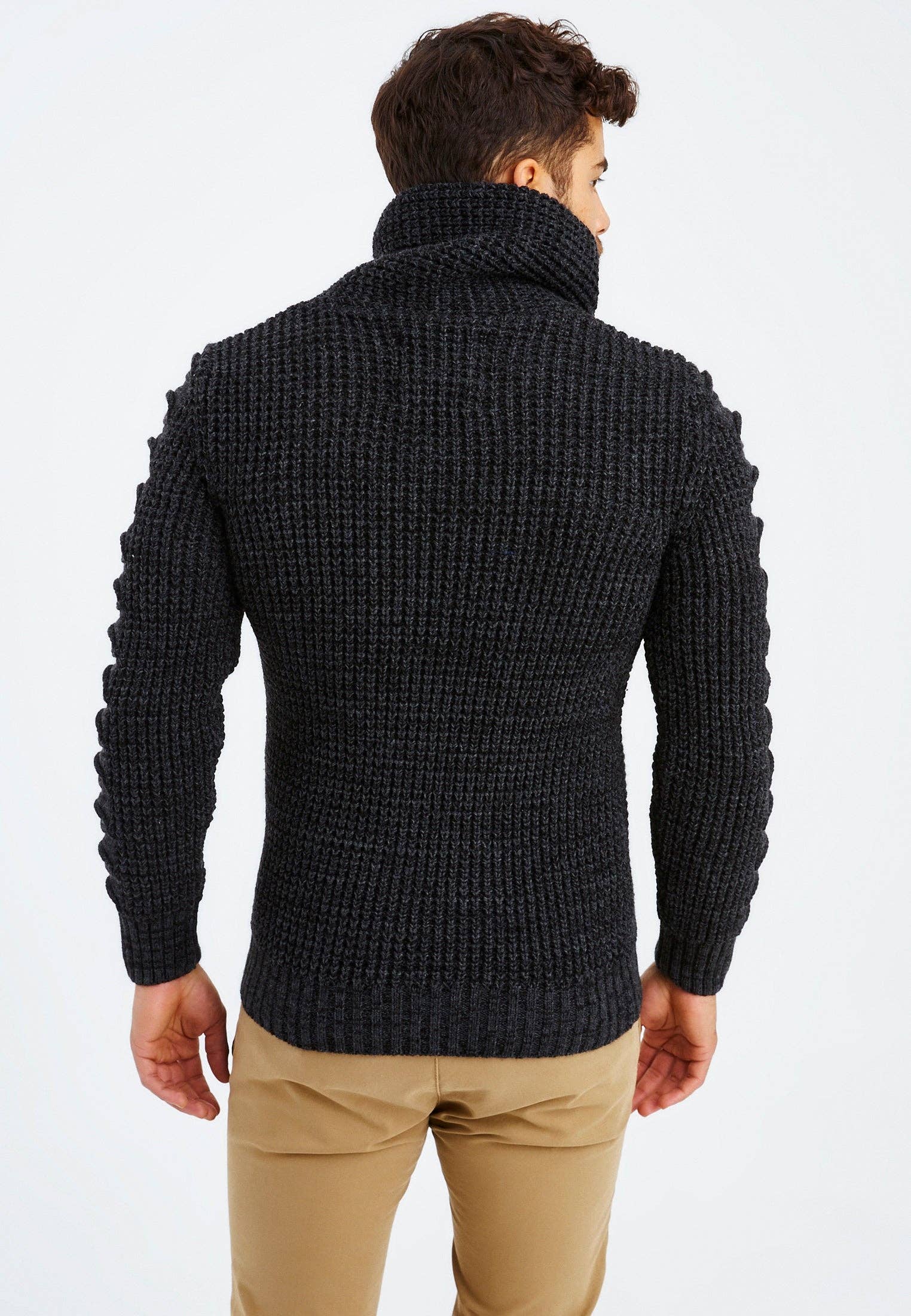 Leif Nelson GmbH - Wholesale Knit Sweater - Men's - Men's Knit Sweater Chunky Knit Shawl Collar LN-55752