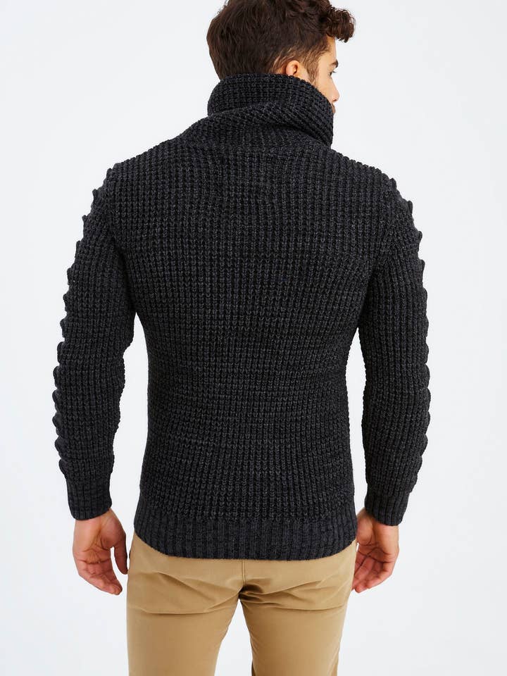 Leif Nelson GmbH - Wholesale Knit Sweater - Men's - Men's Knit Sweater Chunky Knit Shawl Collar LN-55752