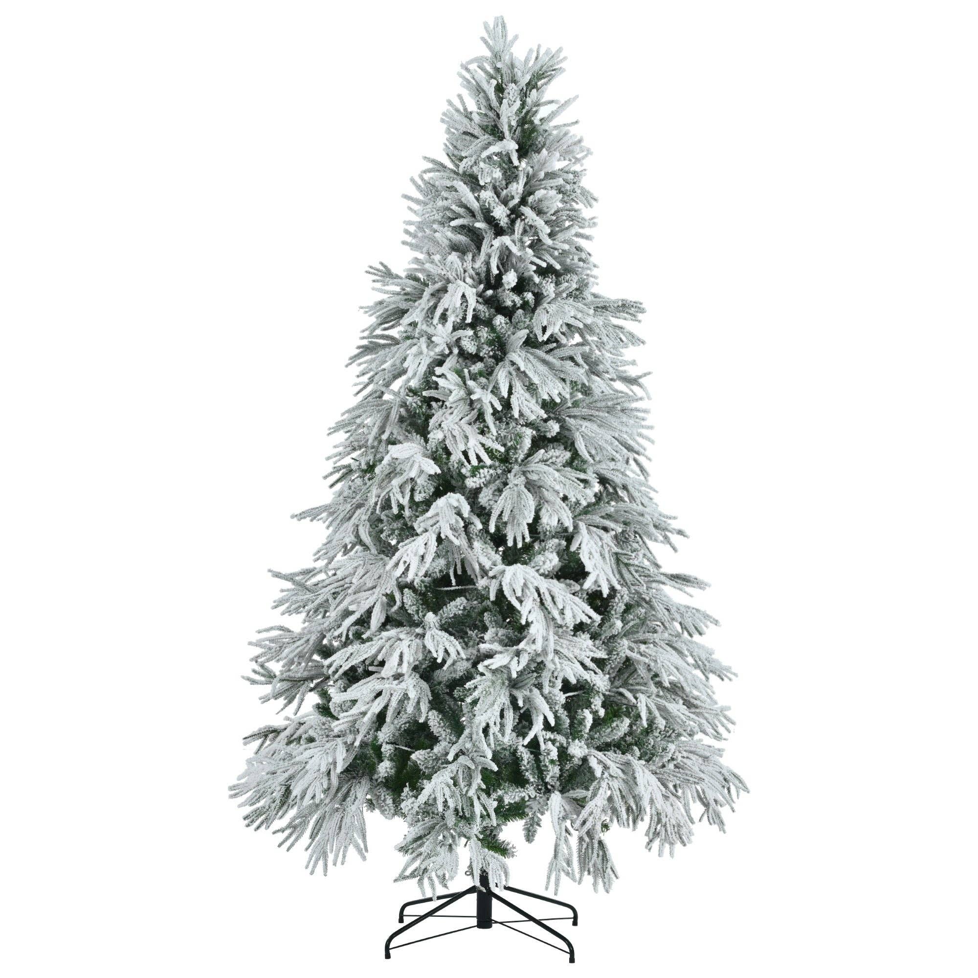 39F Inc. - Wholesale Artificial Christmas Tree - 7.5/6FT Pre-Lit Snow Flocked Christmas Tree (350 LED Lights)8