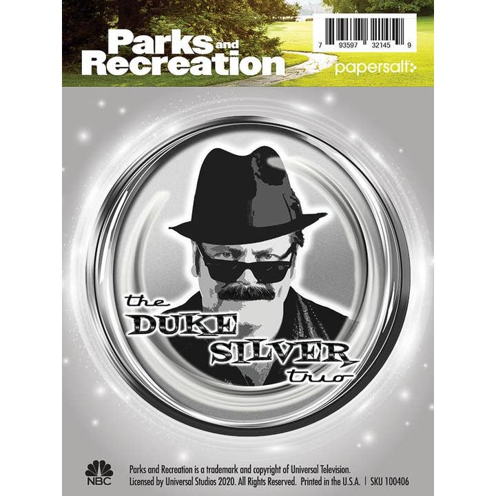 Adhesivo novedoso «Duke Silver Trio» de Ron Swanson para venta al por mayor de Papersalt
