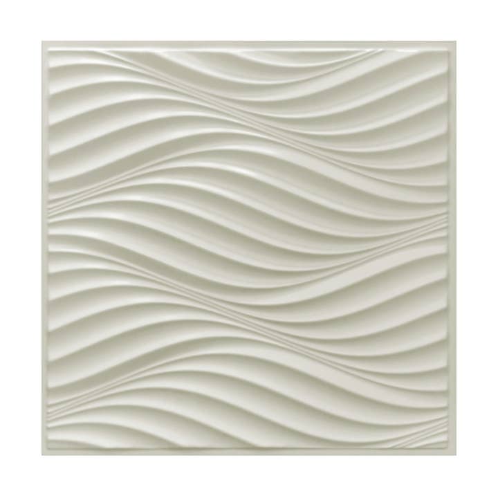 Panneau mural 3D en PVC vagues fausses blanc cassé, 2 pi X 2 pi (60 cm X 60 cm), décoration de panneaux muraux de design intérieur, 3,8 pi² (0,35 m²) chacun - Unité pour la vente par Dundee Deco