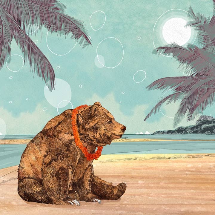 Beach Bear//Signeret tryk for engroshandel hos Sandra Dieckmann
