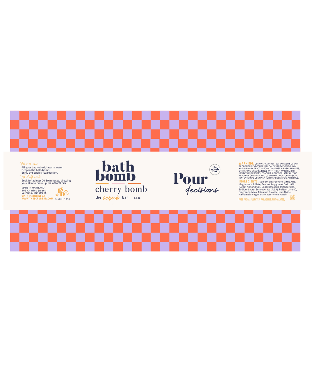 The Scrub Bar - Wholesale Bath Bomb/Fizz - Pour Decisions - Pink Cherry Bath Bomb 6.5oz5