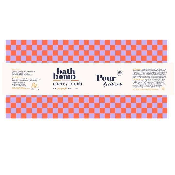 The Scrub Bar - Wholesale Bath Bomb/Fizz - Pour Decisions - Pink Cherry Bath Bomb 6.5oz5