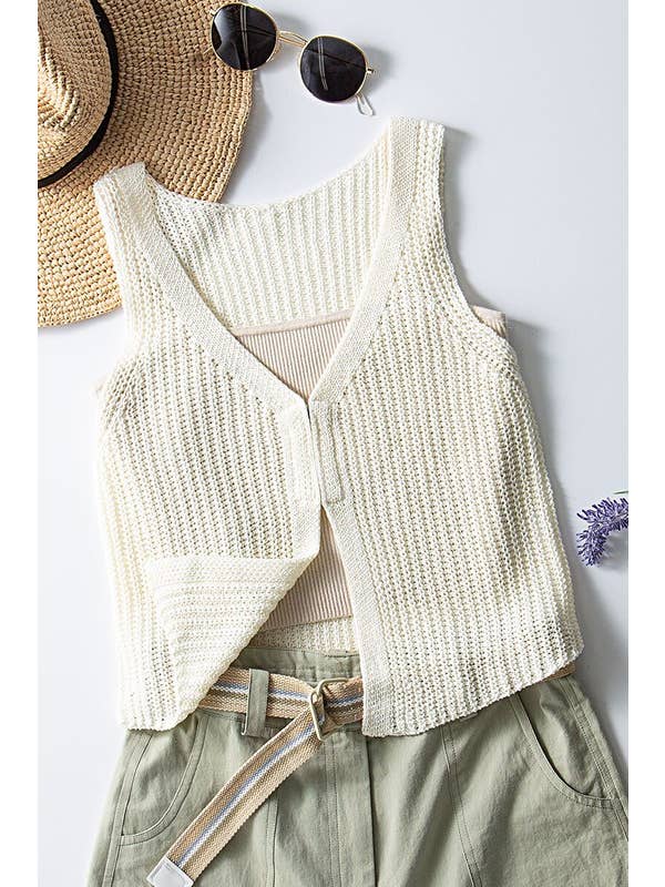 Urban Daizy - Wholesale Knit Top - Women's - Crochet Boho Knit V Neck Crop Tops
