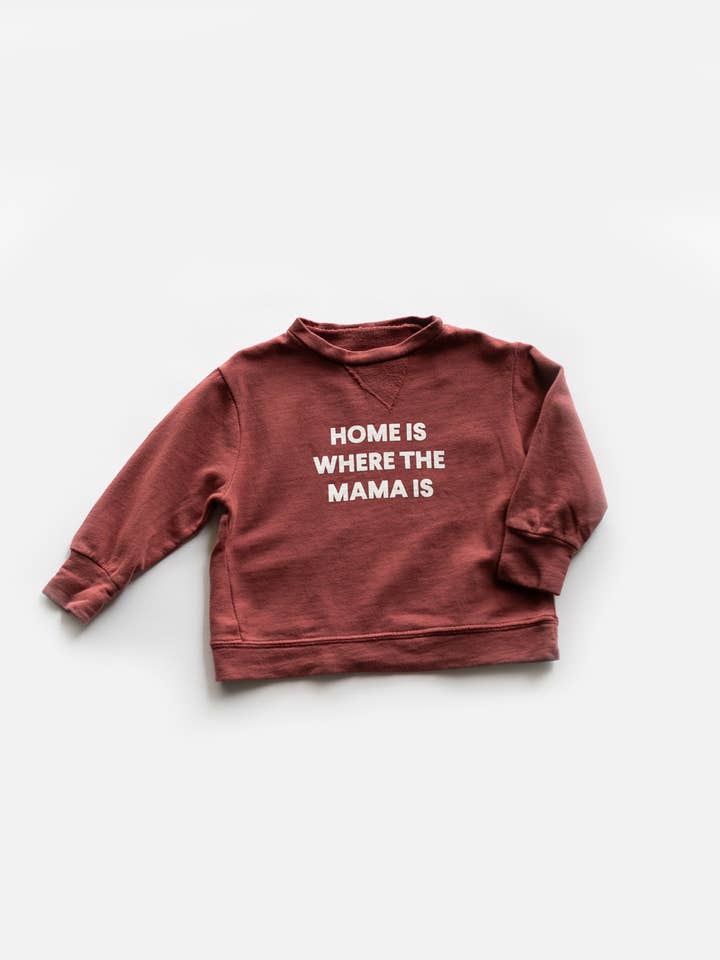 HOME IS WHERE THE MAMA IS moletom infantil por atacado de Modern Burlap
