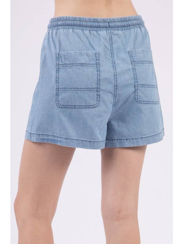 Vanilla Monkey - Wholesale Shorts - Women's - High Waist Washed Chambray Denim Shorts