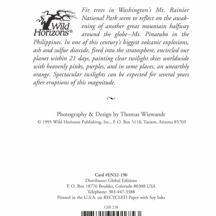 Wild Horizons Productions - Wholesale Stationery/Notecard Set - Notecard +Envelope: Western Skyscapes, Volcanic Twilight1