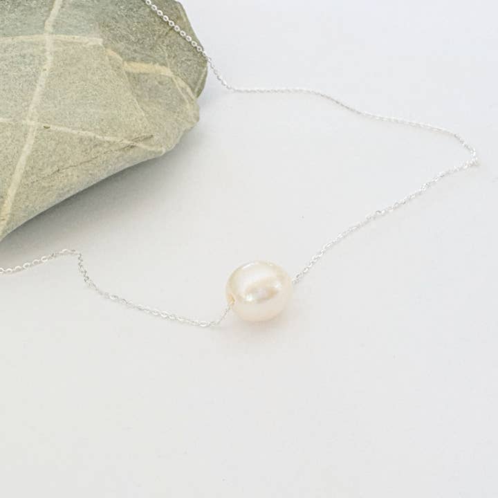 Leighton Lam Designs - Wholesale Beaded/Pearl Necklace - Floating Pearl Necklace - Silver