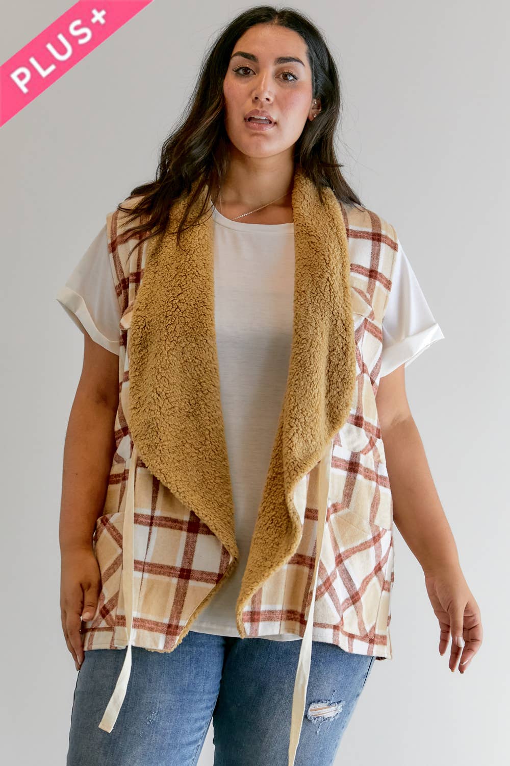 Davi & Dani - Vente Veste – femme - VESTE À MANCHES LONGUES À CARREAUX PLUS11