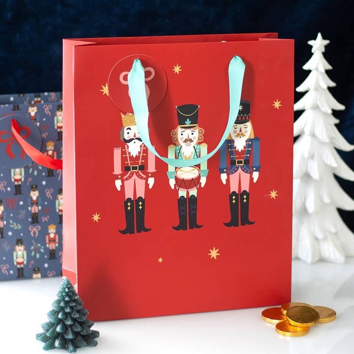 23cm Medium Red Christmas Nutcracker Gift Bag for wholesale by Something Different Wholesale