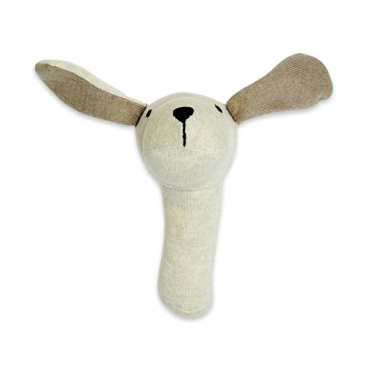 Hund — Rassel aus Bio-Baumwolle, gestrickt, Spielzeug für Babys für den Großhandel von Viverano Organics