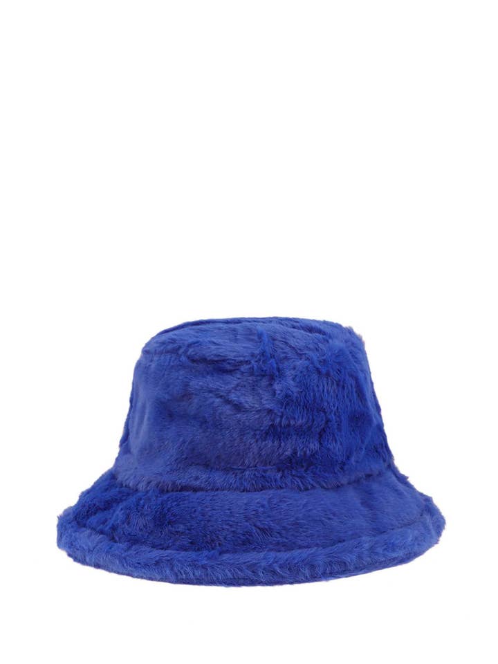Effen kleur bont bucket hat voor wholesale door Pink Irene Wholesale