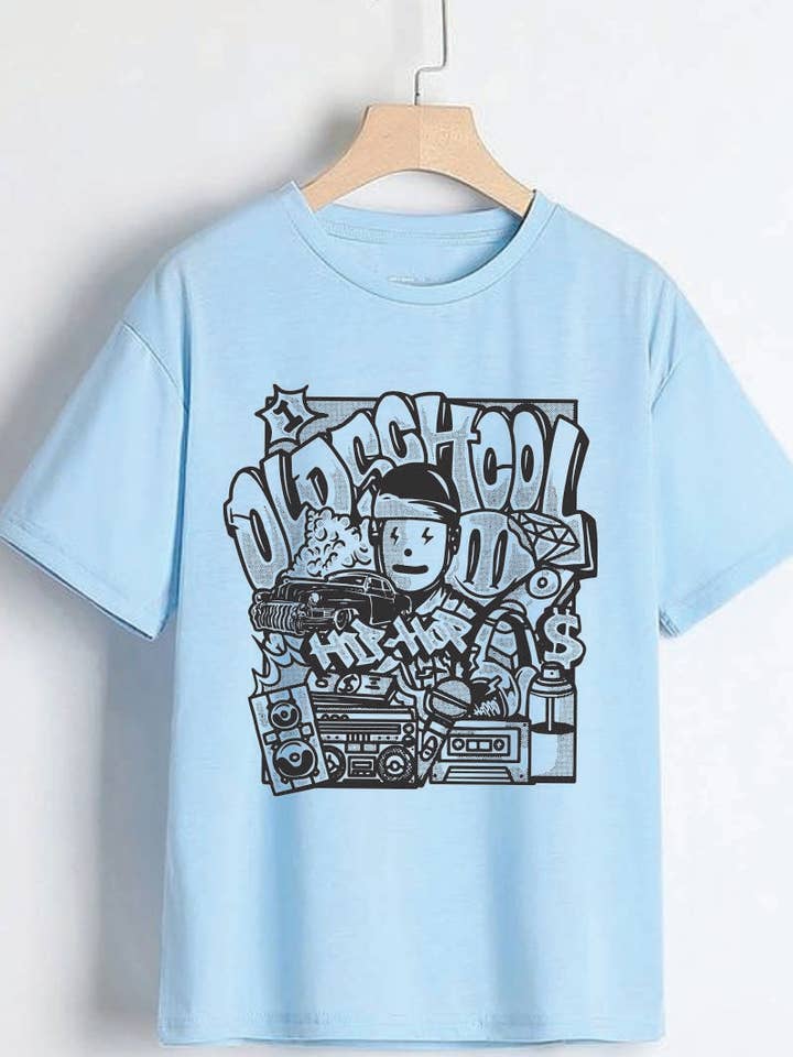 L1280 - T-shirt graphique OLD SCHOOL pour la vente par KNOCK ON THE STYLE