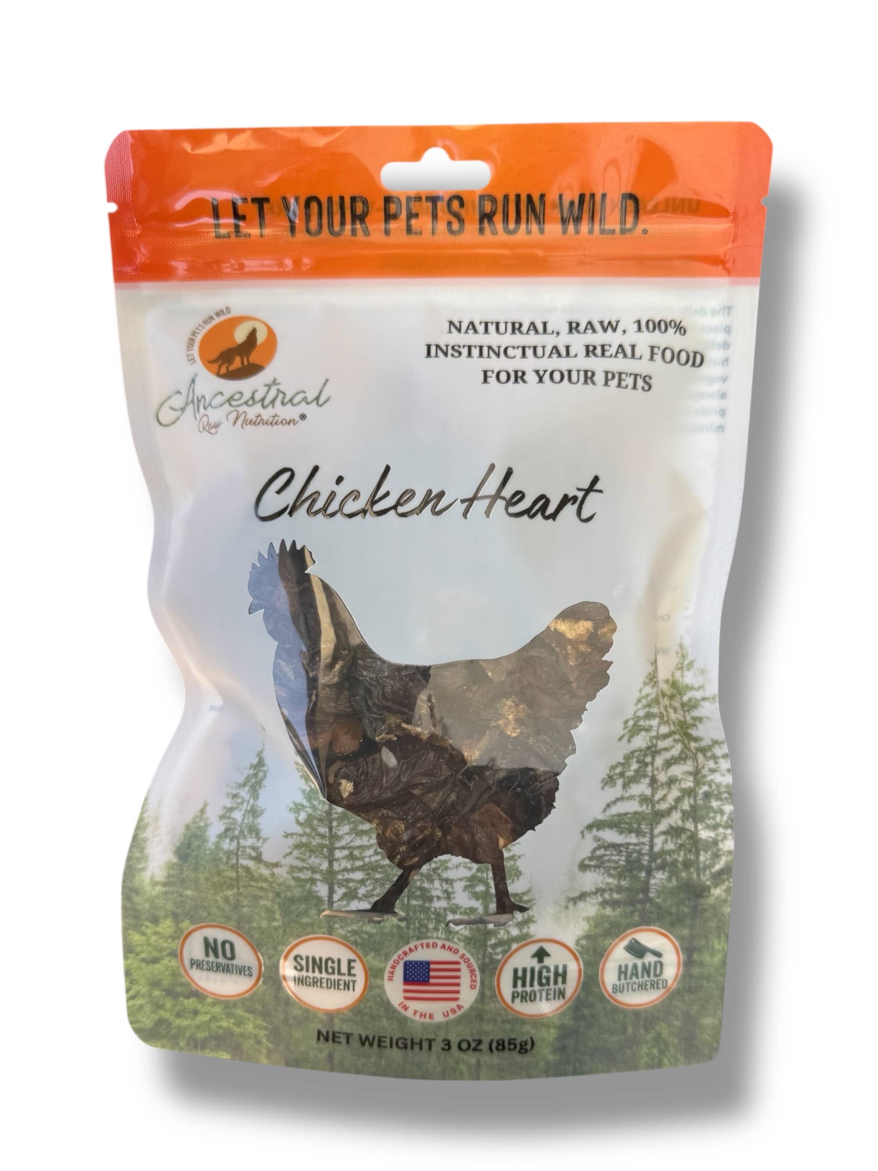 Ancestral Raw Nutrition - Vente Friandises – chien - Cœur de poulet déshydraté paquet de 85 g0