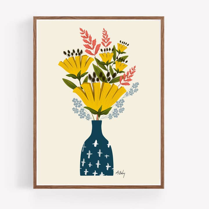 Be Deeply Rooted - floral illustration print for wholesale by Annie Bailey Art