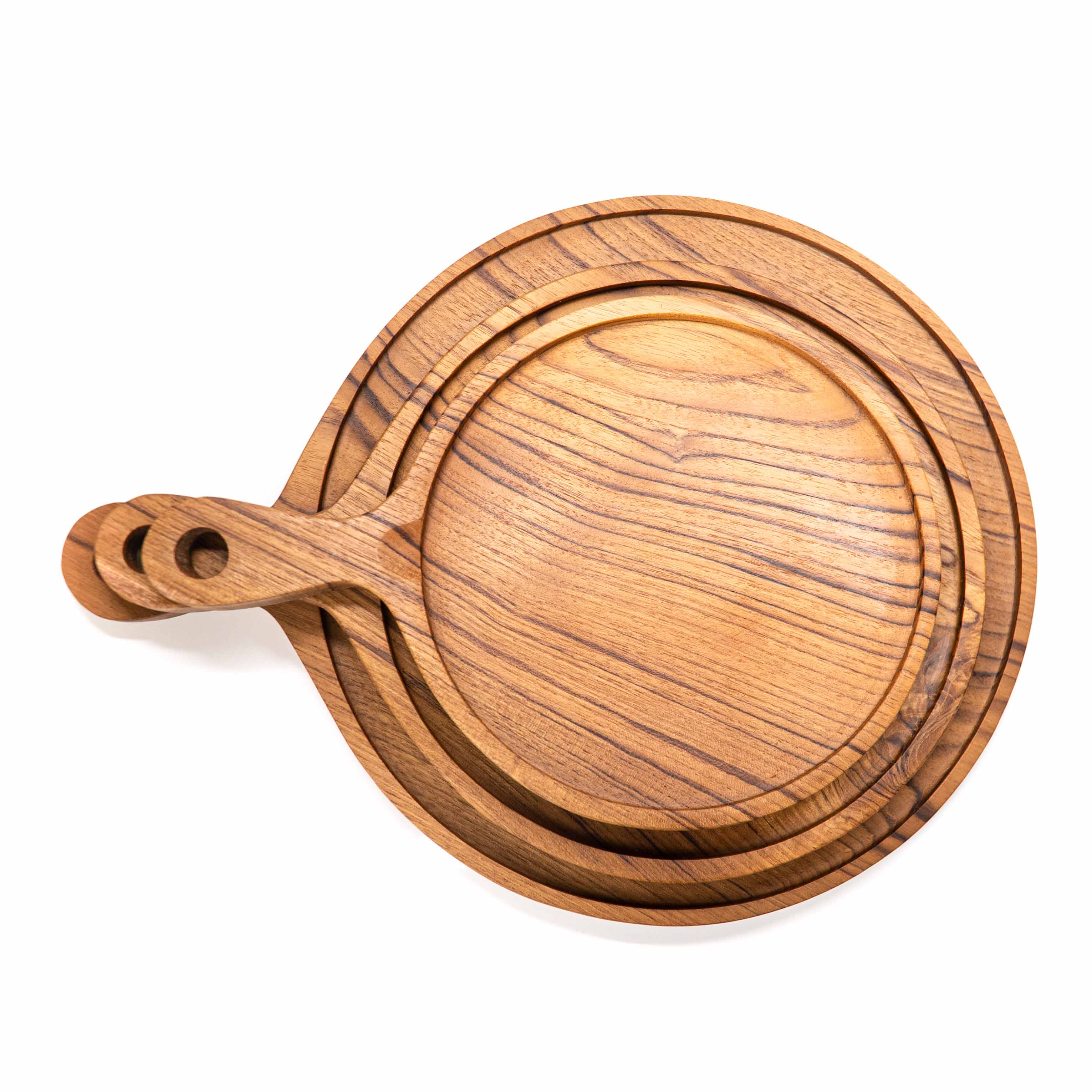 Rainforest Bowls - Wholesale Pizza Board - 8 Inch Teak Wood Pizza Board with Handle & Rim6