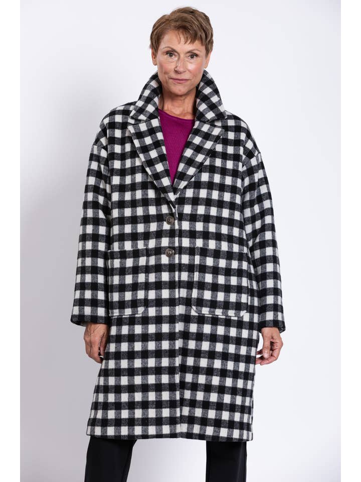 Blue Sky Clothing Co LLC - Wholesale Coat – Women’s - Vanessa Coat, BW Check, Boiled Wool3