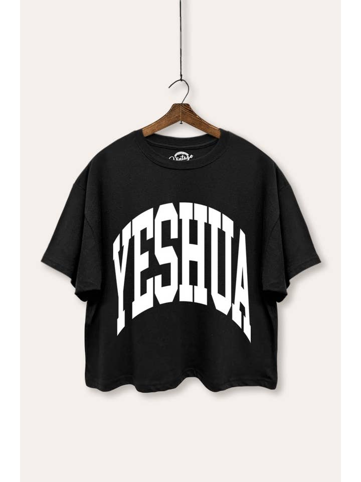YESHUA COTTON BOXY CHRISTIAN GRAPHIC CROP TOP for wholesale by PINK NABI
