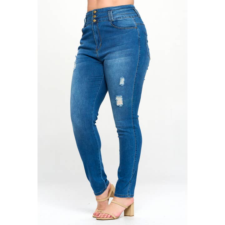 Blue Turtle - Wholesale Jeans – Women’s - Stacked To The Max High Waist Plus Skinny Jeans Light Blue7