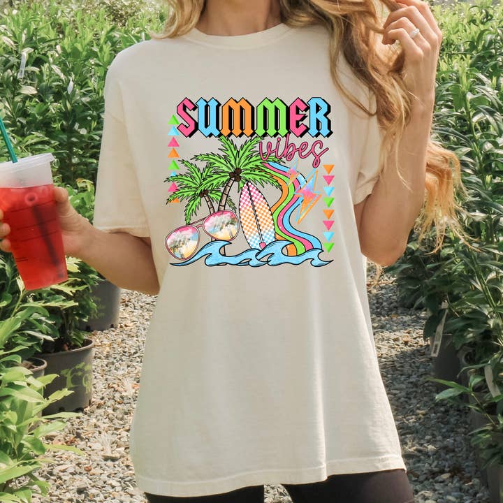 Summer Vibes Comfort Color Tshirt for wholesale by Classy and Sassy Creations and Boutique