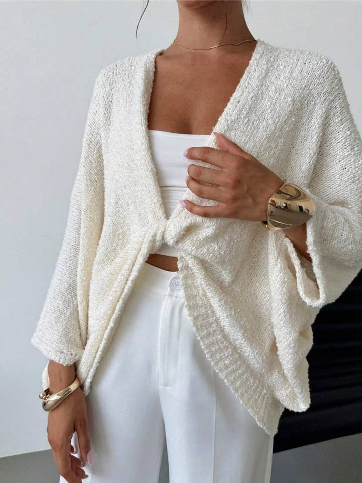 HIDDENBRAND - Wholesale Cardigan - Women's - Cozy V-Neck Crossover Knit Cardigan Top5