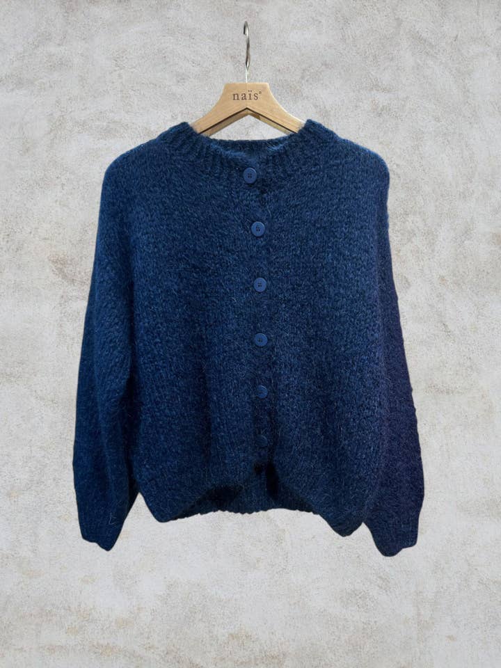 NAÏS PARIS - Wholesale Cardigan – Women’s - Round neck buttoned cardigan with long sleeves in 55% mohair