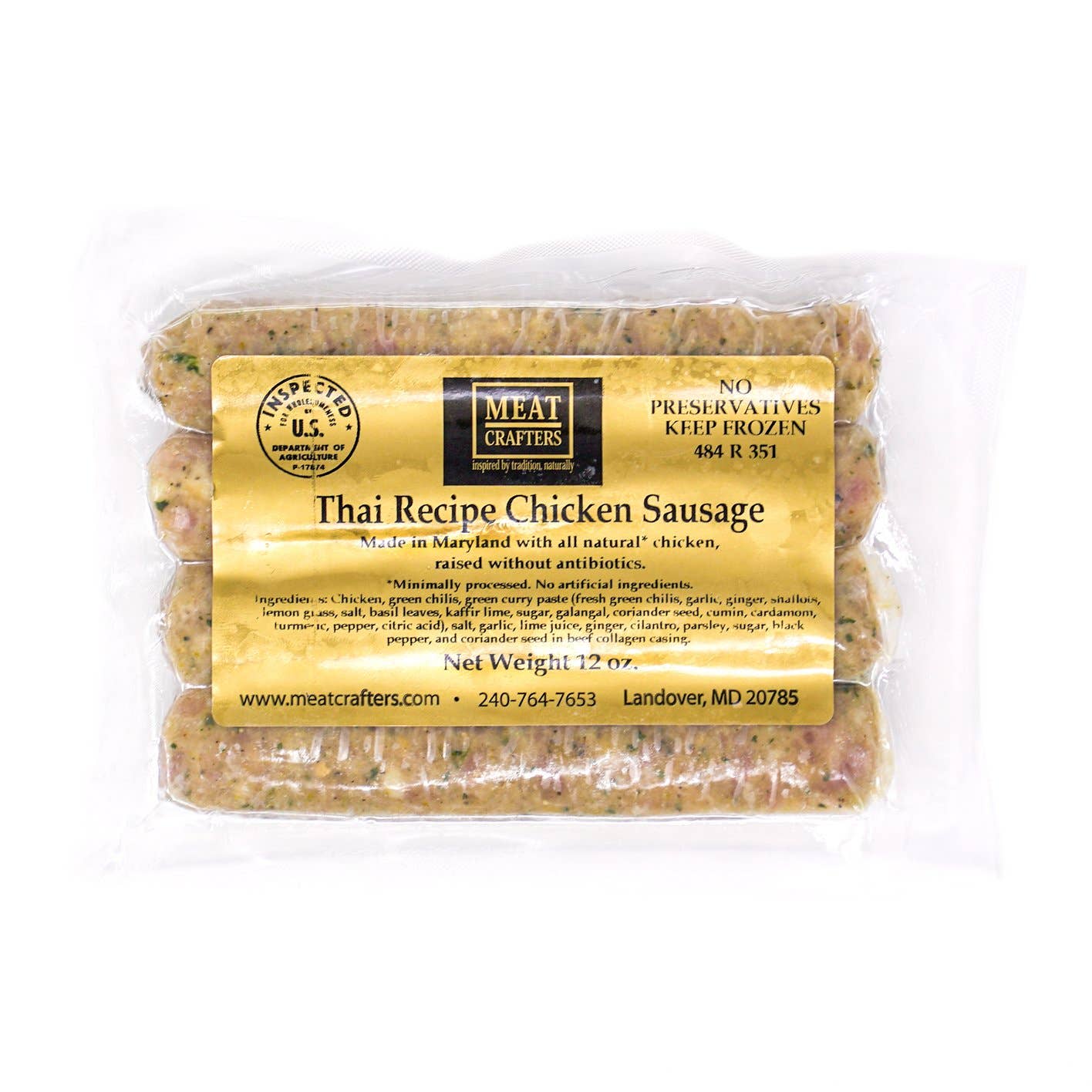 MeatCrafters Inc. - Wholesale Sausage - Classic Thai Chicken Sausage Links: Green Curry & Lime7