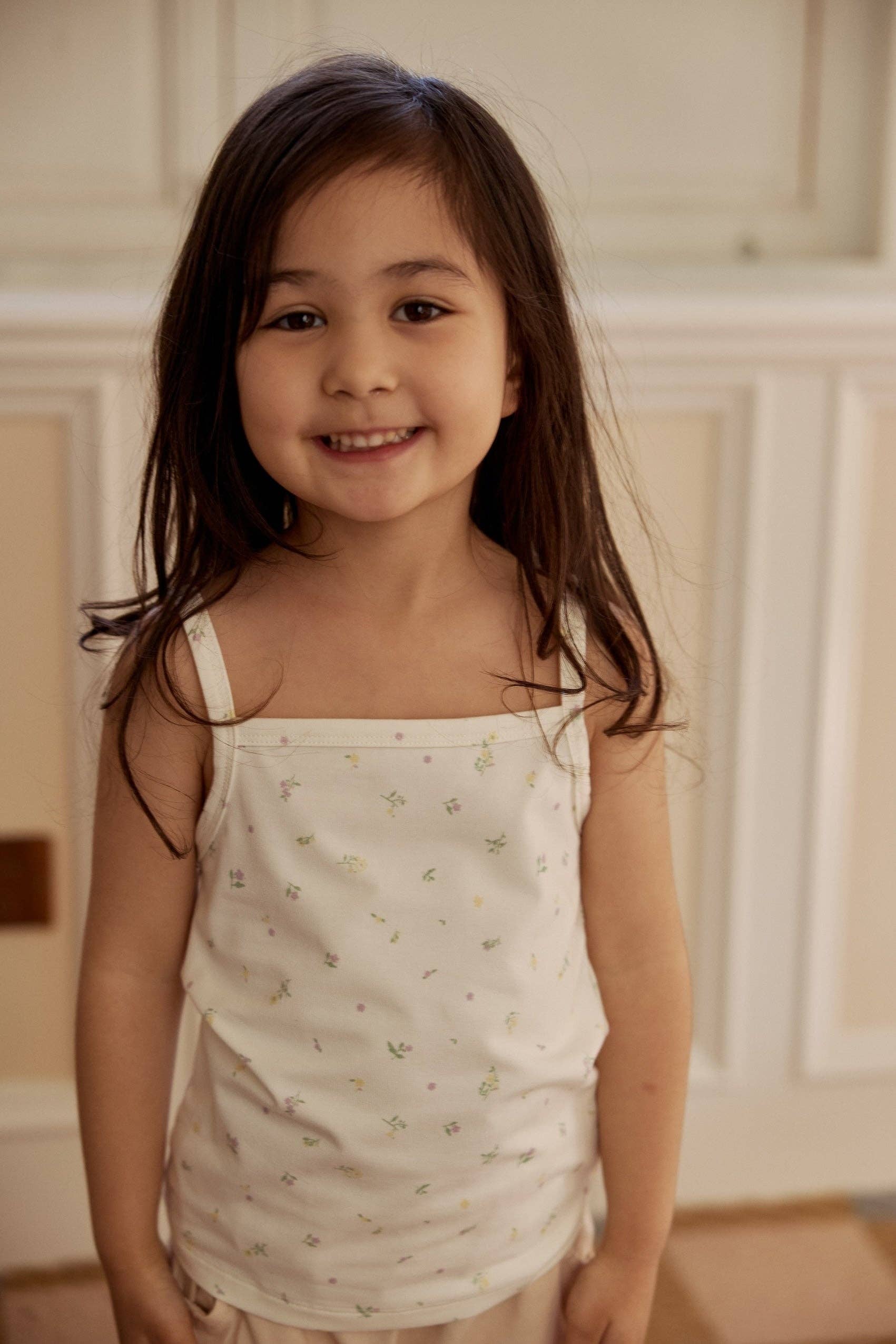 Norsu Organic - Wholesale Tank Top - Kids - Girls Organic Bamboo 2-piece Tank Top-Cream/Almond2