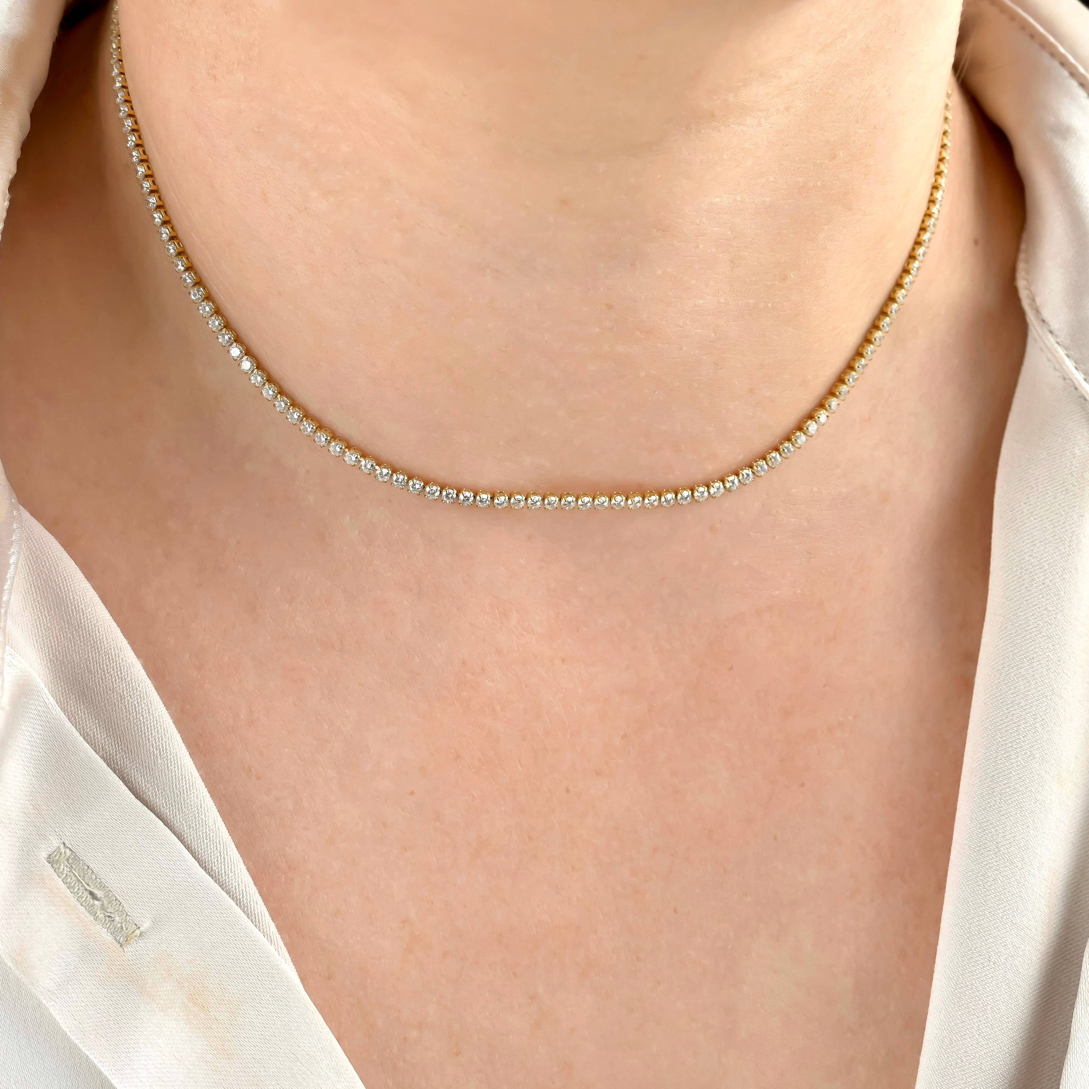 Blueyejewelry - Wholesale Link & Chain Necklace - Tennis Chain Necklace - Waterproof 18k Gold Diamond Choker3